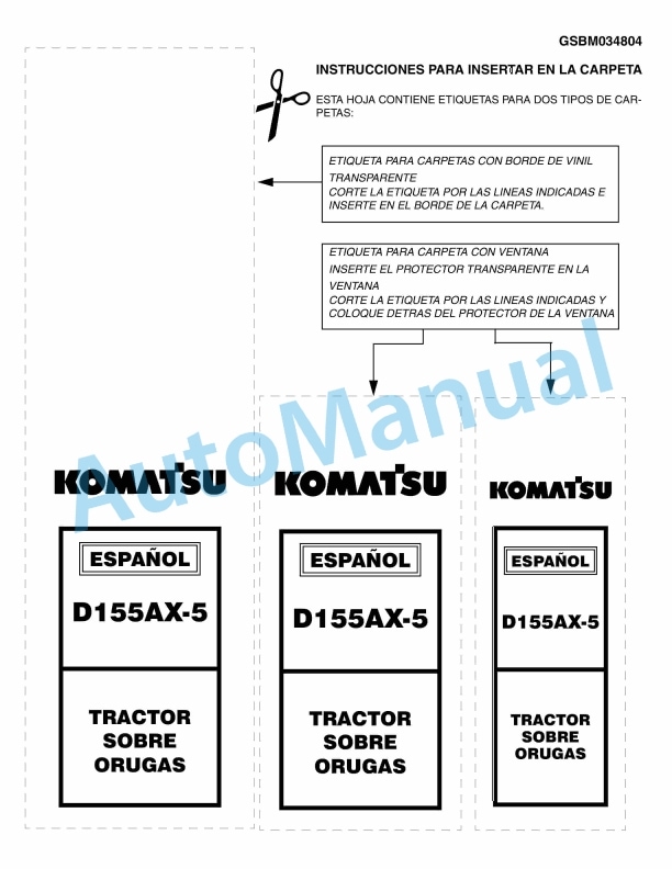 Komatsu D155AX-5 Bull Dozer Shop Manual GSBM034804
