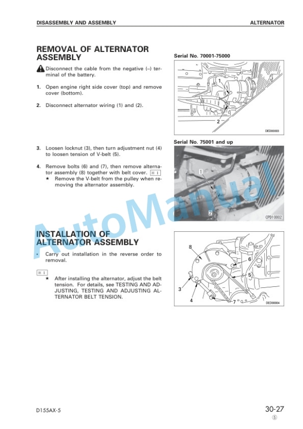 Komatsu D155AX-5 Bull Dozer Shop Manual SEBM016205-2