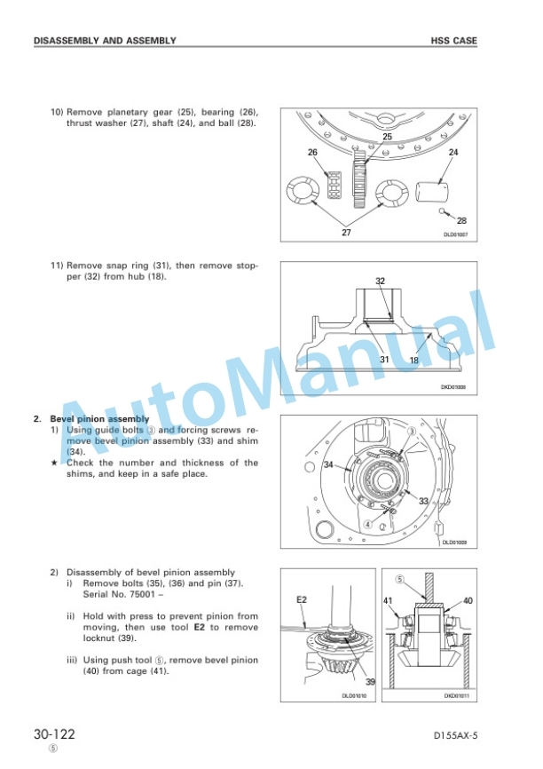 Komatsu D155AX-5 Bull Dozer Shop Manual SEBM016205-4