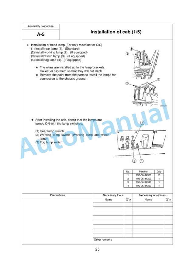 Komatsu D155C-1DA Pipelayer Field Assembly Instruction GEN00023-02-3