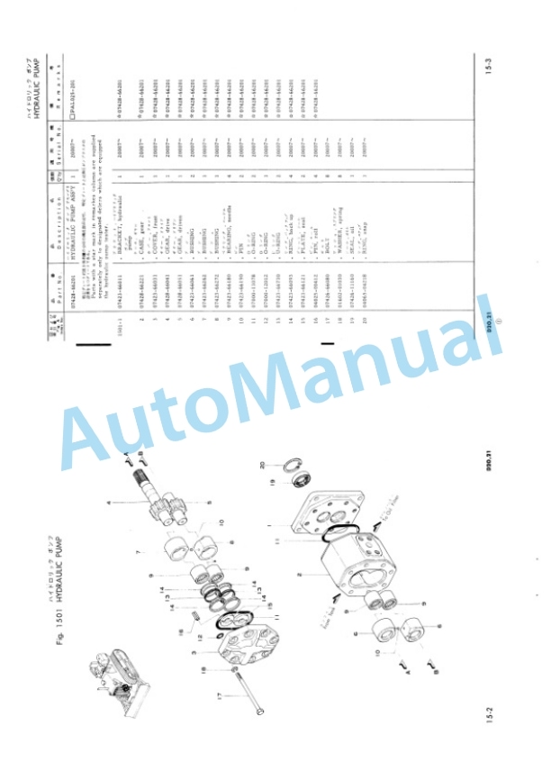Komatsu D20S-3, D20Q-3, D21S-3, D21Q-3 Hydraulic Excavator Parts Manual D2021SQ3PE10-5