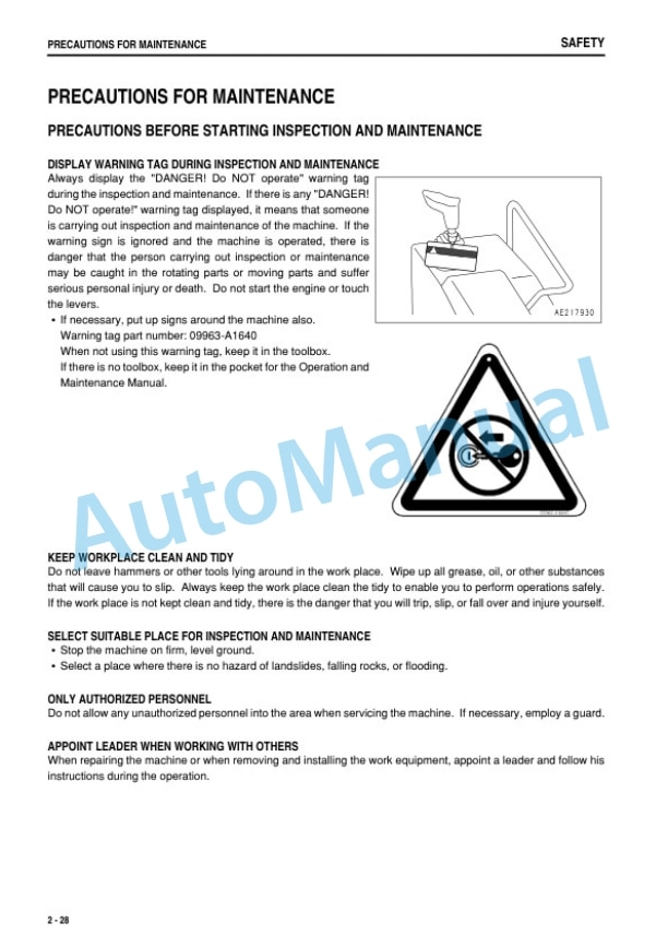 Komatsu D21A-8E0, D21P-8E0 Bull Dozer Operation and Maintenance Manual PEN00519-06-2