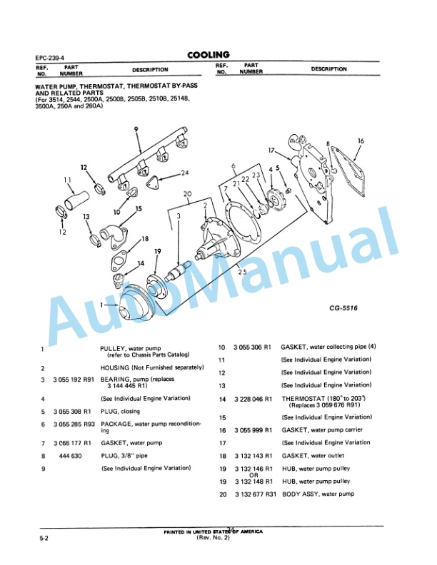 Komatsu D239, DT239 Diesel Engine Parts Manual EPC-239-4-2