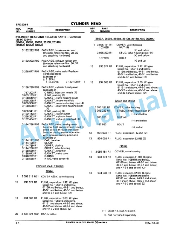 Komatsu D239, DT239 Diesel Engine Parts Manual EPC-239-4-3