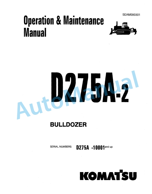 Komatsu D275A-2 Bull Dozer Operation and Maintenance Manual SEAM000301