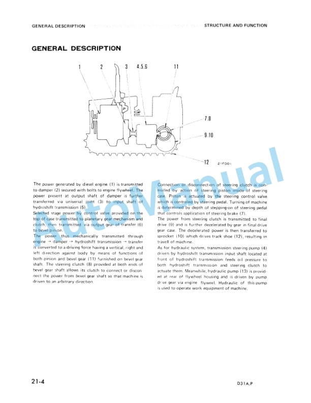 Komatsu D31A-16, D31P-16 Bull Dozer Shop Manual SEBM0114B01-2
