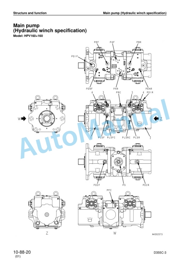 Komatsu D355C-3 PipeLayer Shop Manual SEBM029903-2