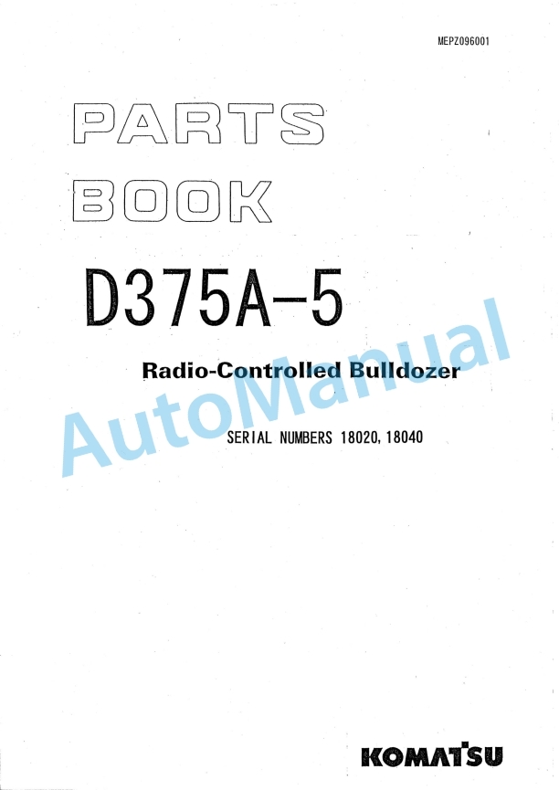 Komatsu D375A-3 Radio-Controlled Bulldozer Parts Manual MEPZ096001