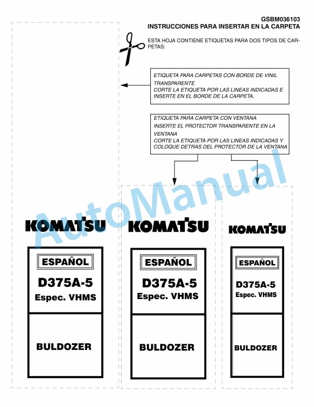 Komatsu D375A-5 Bull Dozer Shop Manual GSBM036103