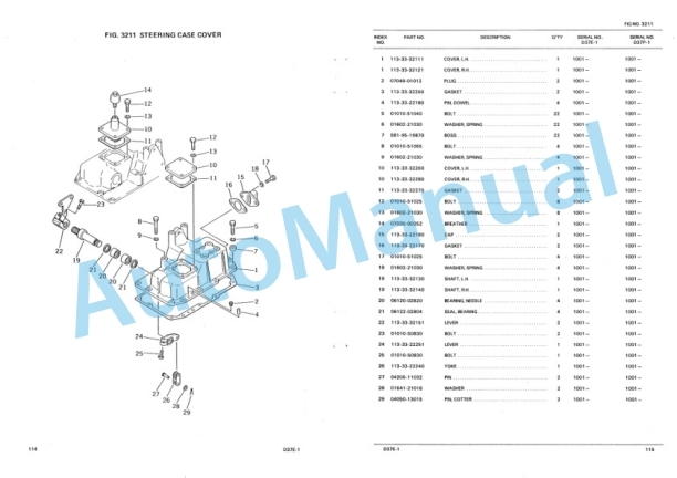 Komatsu D37E-1, D37P-1 Parts Manual PEPBU1170101-3