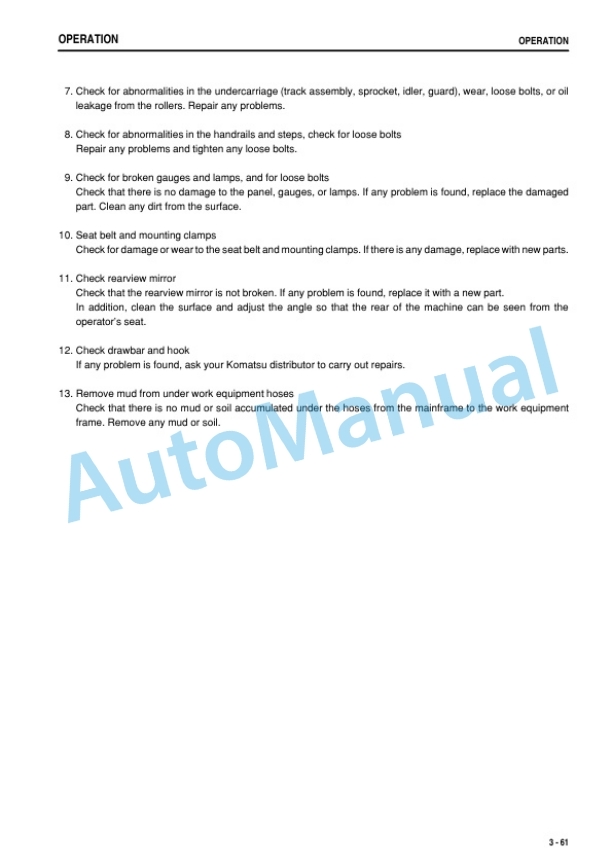 Komatsu D39EX-22, D39PX-22 Bull Dozer Operation and Maintenance Manual TEN01156-00-3