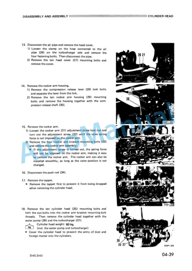 Komatsu D40A-1, D40P-1, D45A-1, D45P-1, D45S-1 Bull Dozer Shop Manual D40451BE2-2