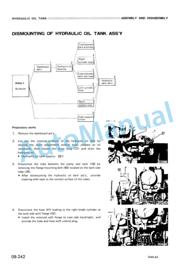 Komatsu D40A-1, D40P-1, D45A-1, D45P-1, D45S-1 Bull Dozer Shop Manual D40451BE2-5