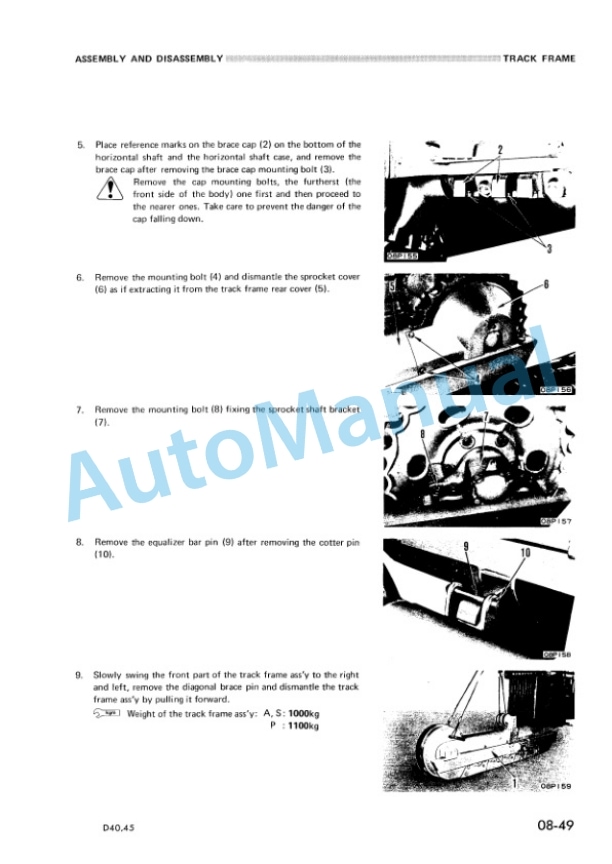 Komatsu D40A-1, D40P-1, D45A-1, D45P-1, D45S-1 Bulldozer Shop Manual D40,45.1-BE2-4