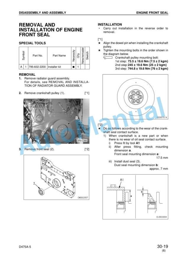Komatsu D475A-5 Bull Dozer Shop Manual SEBM033713-5