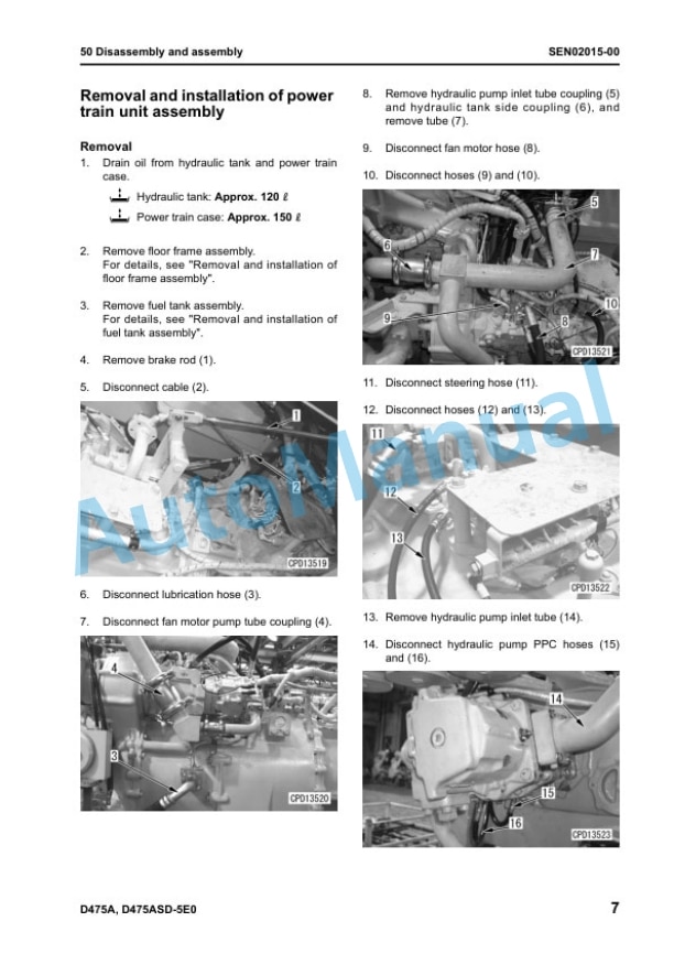 Komatsu D475A-5E0, D475ASD-5E0 Galeo Bull Dozer Shop Manual SEN00203-02-3
