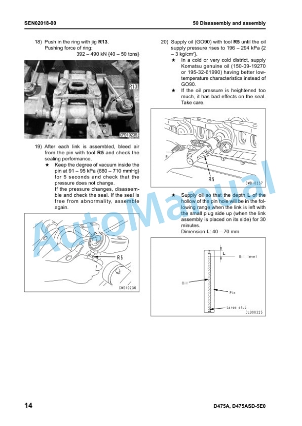 Komatsu D475A-5E0, D475ASD-5E0 Galeo Bull Dozer Shop Manual SEN00203-02-5