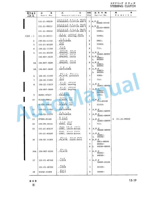 Komatsu D50A-15, D50P-15, D50PL-15 Bulldozer Parts Manual D50AP15PE16-4