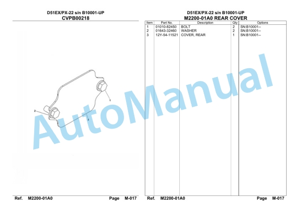 Komatsu D51EX-22, D51PX-22 Galeo Crawler Dozer Parts Manual EEPC003200-5