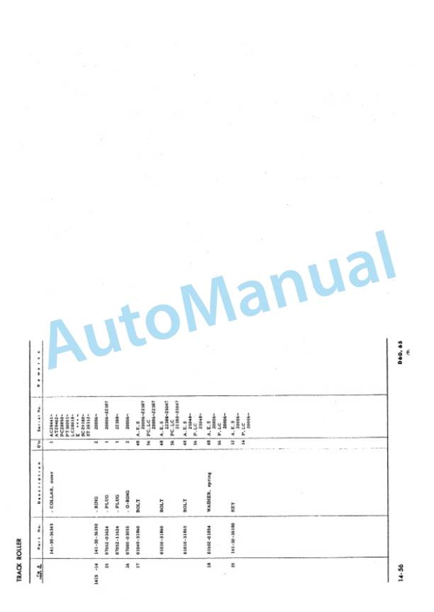 Komatsu D60A-6, D60P-6, D60PL-6, D60E-6, D65A-6, D65P-6, D65E-6 Bulldozer Parts Manual PEPB01440620-4