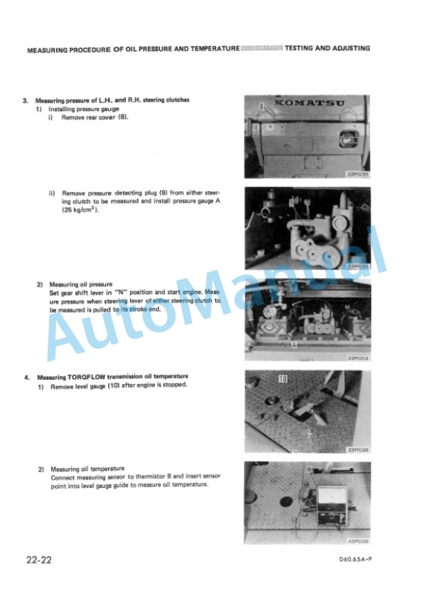Komatsu D60A-6, D60P-6, D65A-6, D65P-6 Bull Dozer Shop Manual SEBM0144B01-3