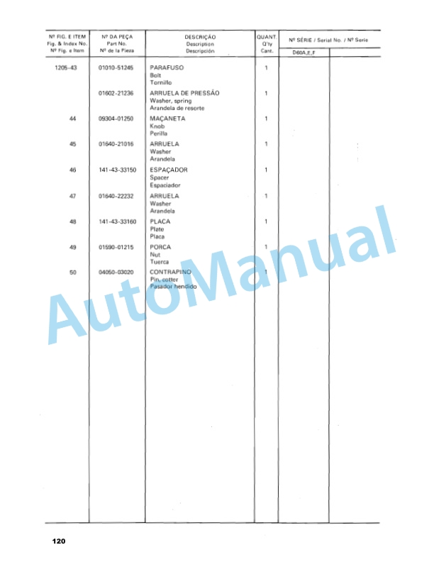 Komatsu D60A-6B, D60E-6B, D60F-6B, D65A-6B, D65E-6B Crawler Dozer Parts Manual PPPBBR140063-2