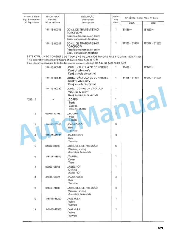 Komatsu D60A-6B, D60E-6B, D60F-6B, D65A-6B, D65E-6B Crawler Dozer Parts Manual PPPBBR140063-3