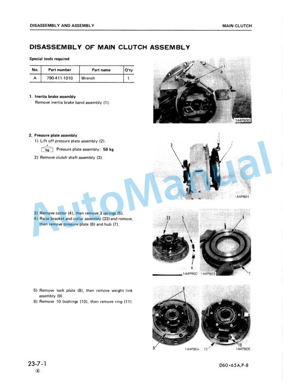 Komatsu D60A-8, D60E-8, D60P-8, D60PL-8, D65A-8, D65E-8, D65P-8, D65E-8A, D65P-8A Bull Dozer Shop Manual SEBM01440809-3
