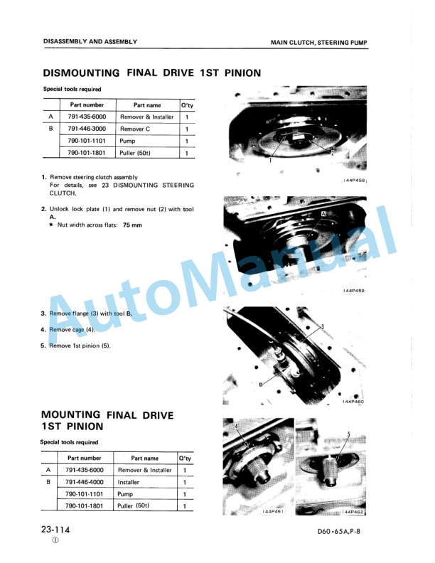 Komatsu D60A-8, D60E-8, D60P-8, D60PL-8, D65A-8, D65E-8, D65P-8, D65E-8A, D65P-8A Bull Dozer Shop Manual SEBM01440809-4