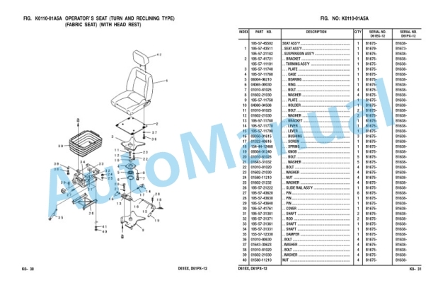 Komatsu D61EX-12, D61PX-12 Bulldozer Parts Manual KEPB002502-3
