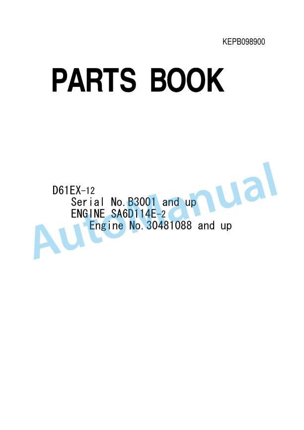 Komatsu D61EX-12 Parts Manual KEPB098900