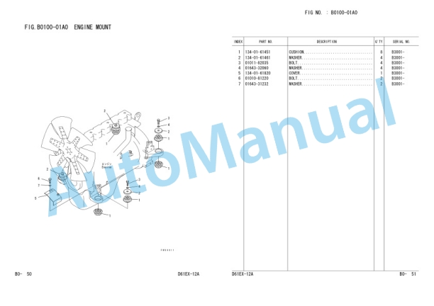 Komatsu D61EX-12 Parts Manual KEPB098900-2