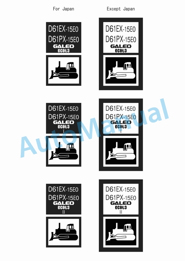Komatsu D61EX-15E0, D61PX-15E0 Galeo Bull Dozer Shop Manual SEN02387-02K
