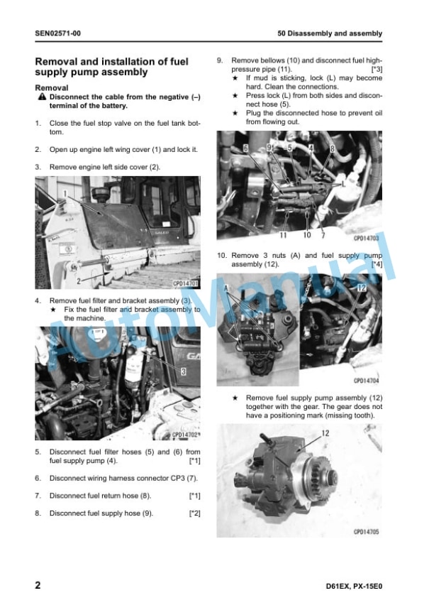 Komatsu D61EX-15E0, D61PX-15E0 Galeo Bull Dozer Shop Manual SEN02387-02K-5
