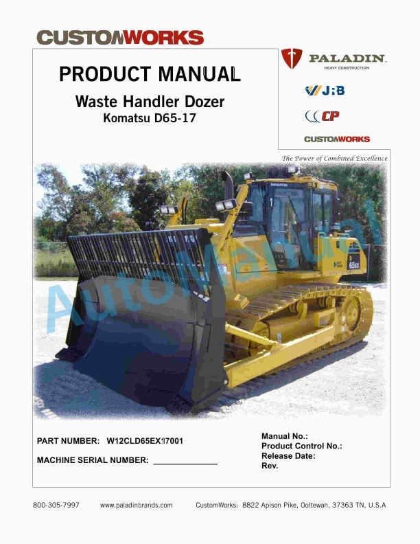 Komatsu D65-17 Waste Handler Dozer Product Manual W12CLD65EX17001