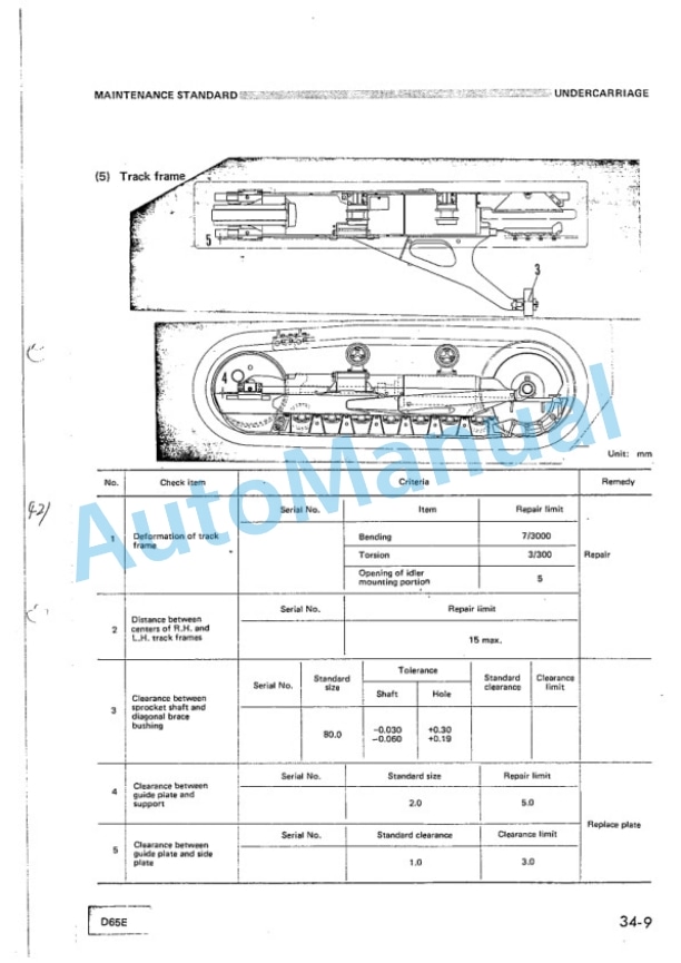 Komatsu D65E-6 Bull Dozer Shop Manual SEBM014YZ00-5