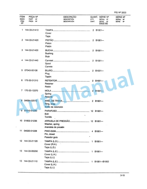 Komatsu D65E-8E Bulldozer Parts Manual KPPB001901-3