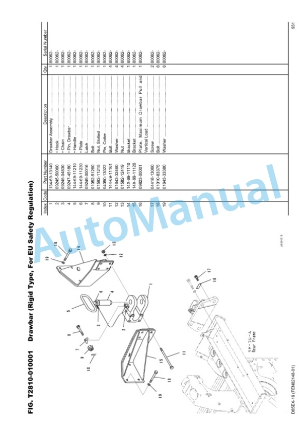 Komatsu D65EX-16, SAA6D114E-3E Parts Manual FEN02148-01-5