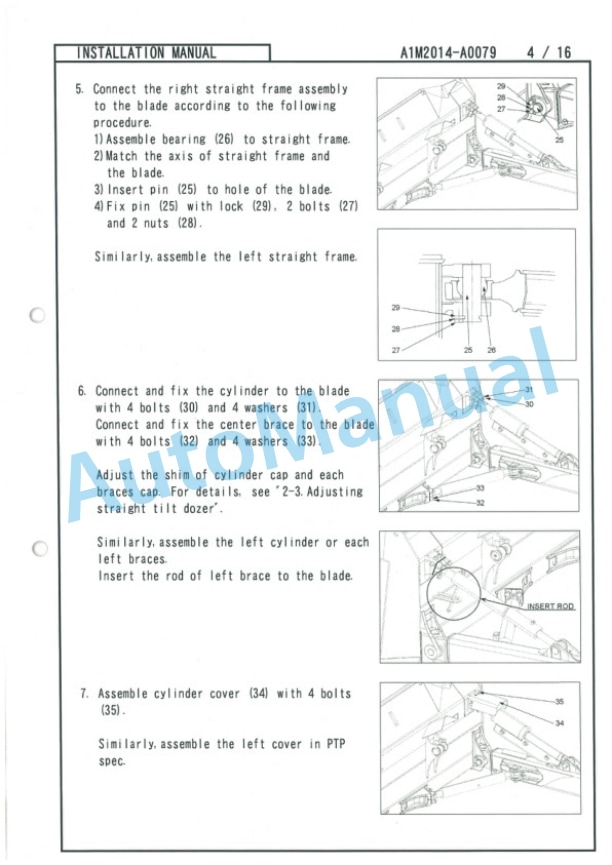 Komatsu D65EX-18, D65PX-18, D65WX-18, D65EXi-18, D65PXi-18 Bulldozer Field Assembly Instruction A1M2014A0079-3