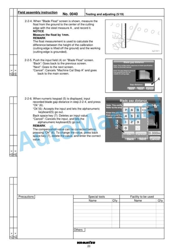 Komatsu D65EXi-18E0, D65PXi-18E0 Bull Dozer Field Assembly Instruction GEN00240-01-4
