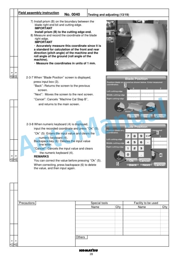Komatsu D65EXi-18E0, D65PXi-18E0 Bull Dozer Field Assembly Instruction GEN00240-01-5