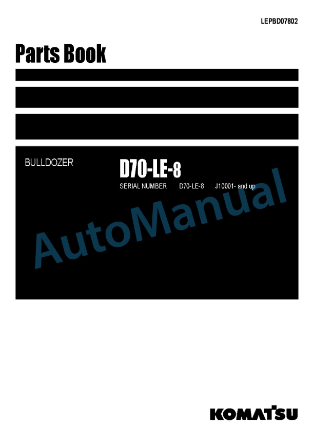 Komatsu D70-LE-8 Bulldozer Parts Manual LEPBD07802