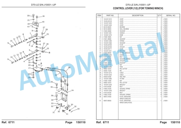 Komatsu D70-LE-8 Bulldozer Parts Manual LEPBD07802-5