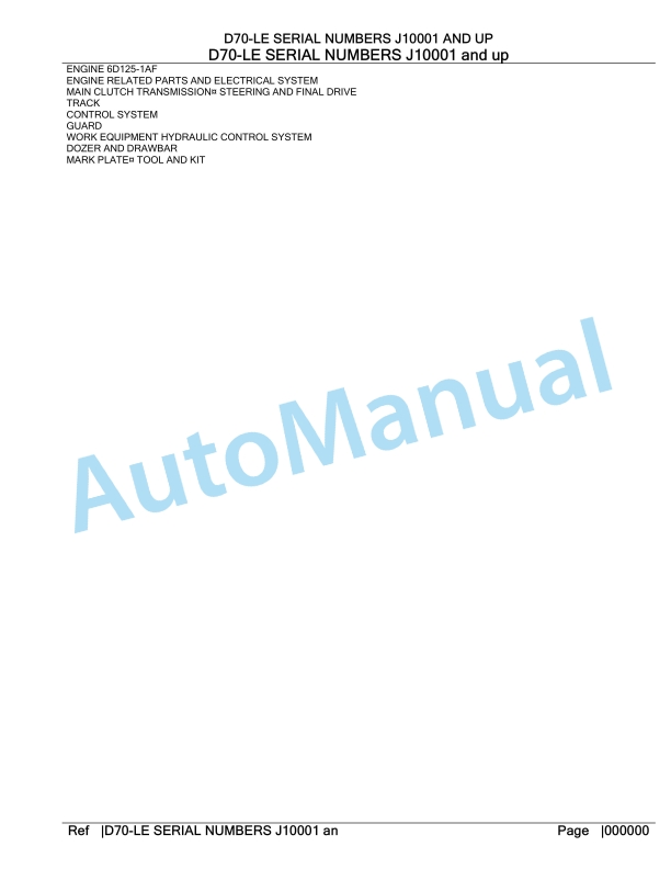 Komatsu D70-LE Parts Manual