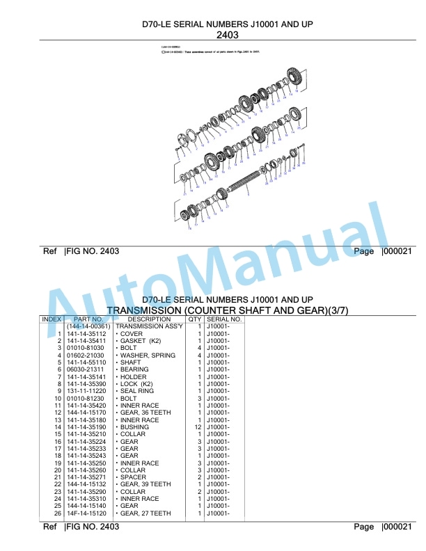 Komatsu D70-LE Parts Manual-2