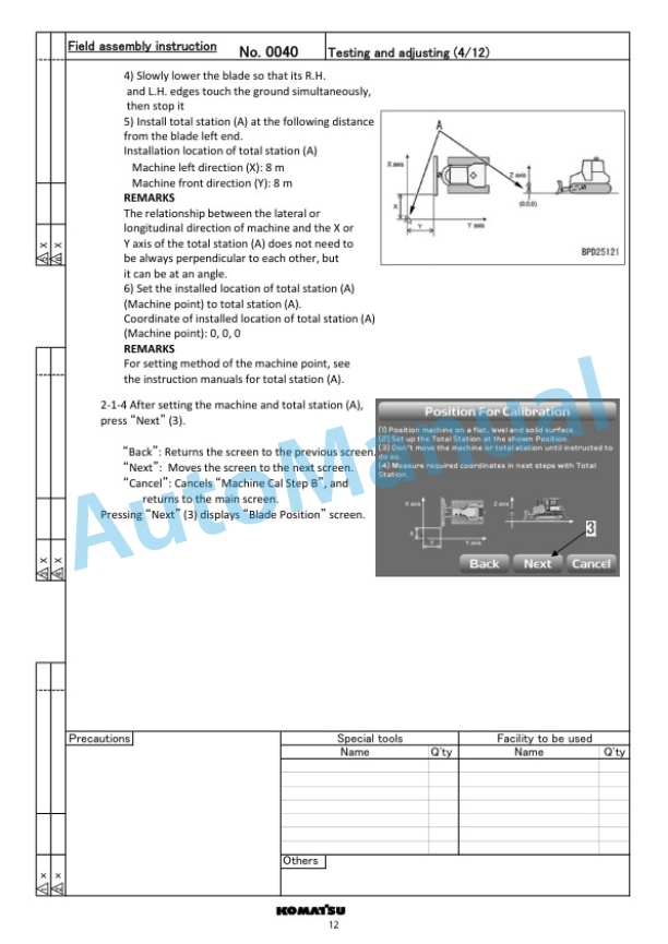 Komatsu D71EXi-24E0, D71PXi-24E0 Bulldozer Field Assembly Instruction GEN00216-01-4