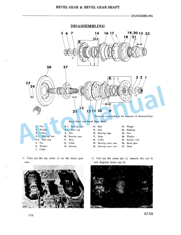 Komatsu D75S-2 Dozer Shovel Shop Manual D75S2BE2-3