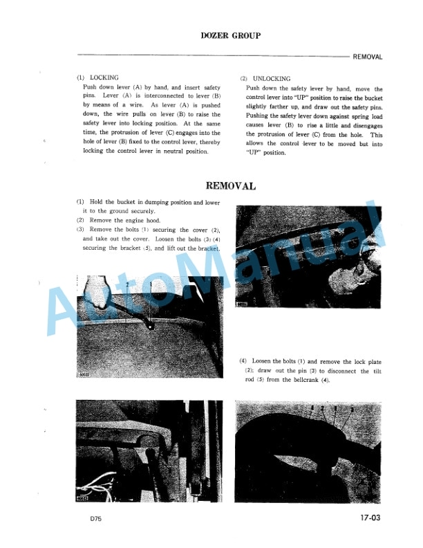 Komatsu D75S-2 Dozer Shovel Shop Manual D75S2BE2-5