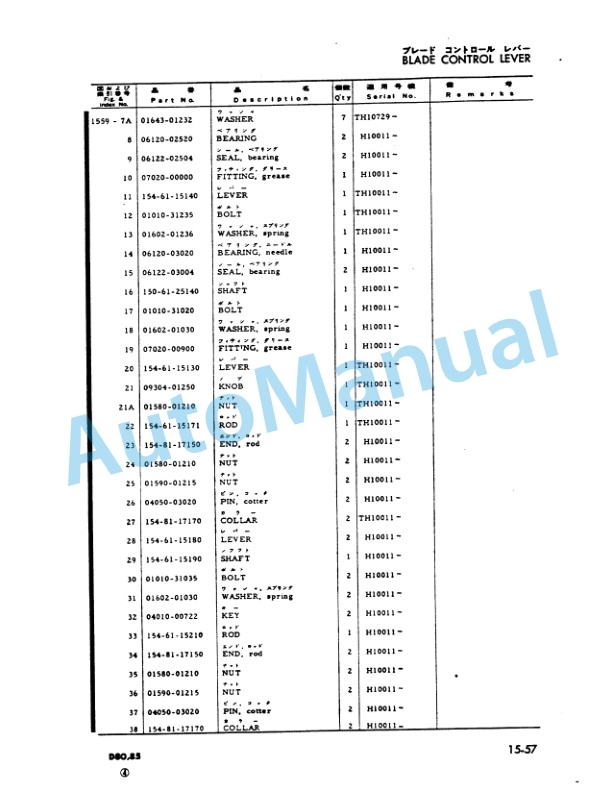 Komatsu D80APE-12, 85APE-12 Bulldozer Parts Manual PEPB01547041-4