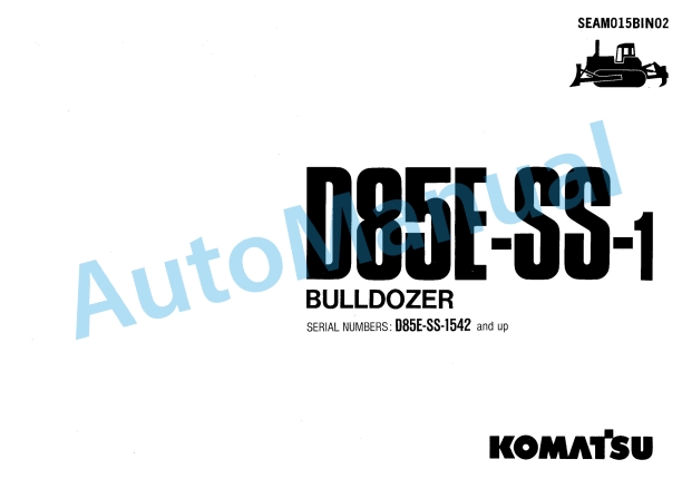 Komatsu D85E-SS-1 Bull Dozer Operation and Maintenance Manual SEAM015BIN02
